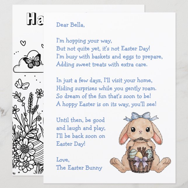 Personalized Letter & from the Easter Bunny (Front/Back)