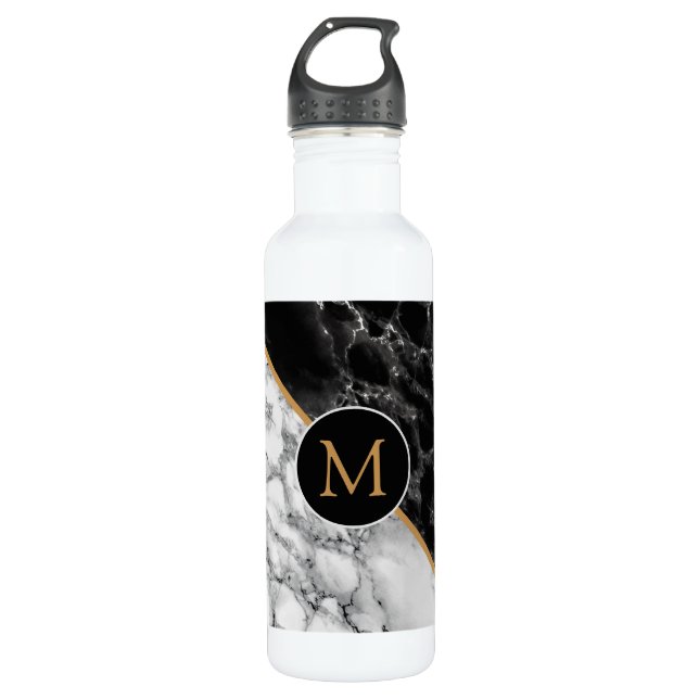 Personalized Letter Marble Design Water Bottle (Front)