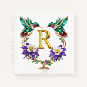 Personalized Letter R Hummingbird Wedding Gift Notebook