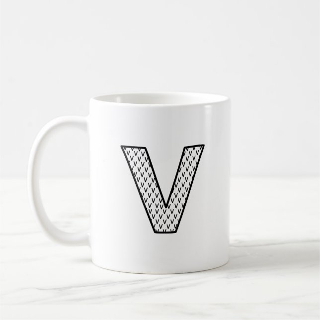 Personalized Letter V Ceramic Monogram Mug (Left)