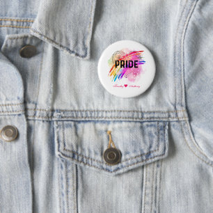 Personalized LGBTQ Pride Rainbow Color Heart 6 Cm Round Badge