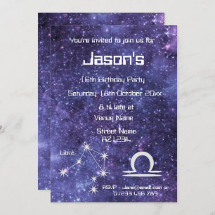 Personalized Libra Zodiac Galaxy Party Invitation