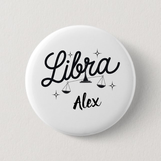 Personalized Libra Zodiac Sign Art  6 Cm Round Badge (Front)