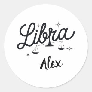 Personalized Libra Zodiac Sign Art  Classic Round Sticker