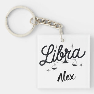Personalized Libra Zodiac Sign Art Key Ring