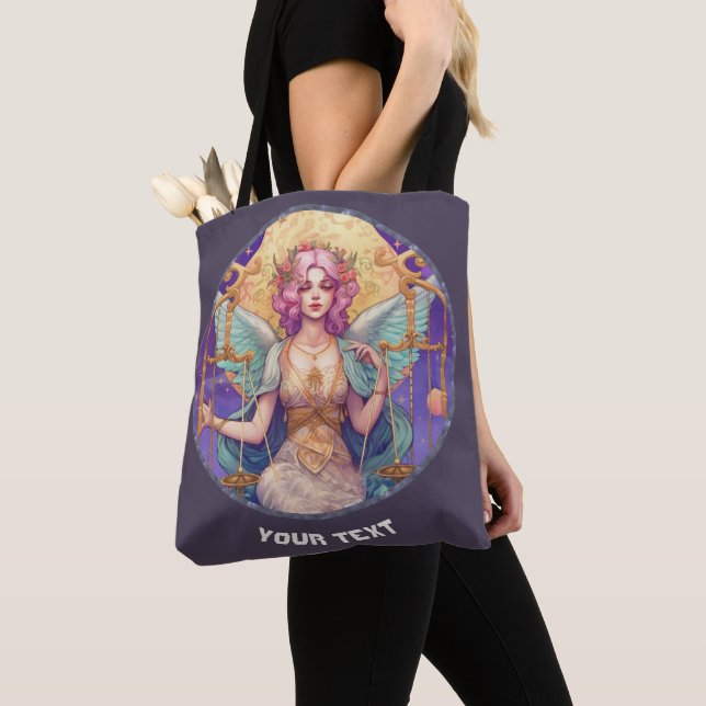 PERSONALIZED LIBRA ZODIAC SIGN  TOTE BAG (Close Up)