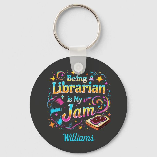 Personalized Librarian Gift Key Ring (Front)