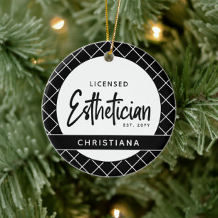 Personalized Licensed Esthetician Cosmetologist Ceramic Tree Decoration