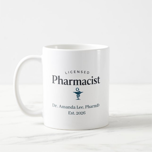 Personalized Licensed Pharmacist Coffee Mug (Left)