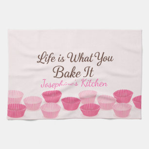 Personalized Life Is What You Bake It Cute Trendy Tea Towel