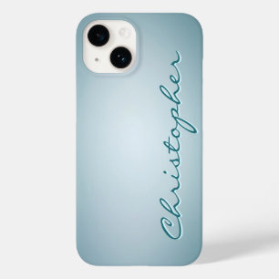 Personalized light blue Radial Texture Case-Mate iPhone 14 Case