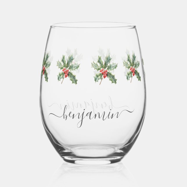  Personalized Light Gray Lines Stemless Wine Glass (Front)