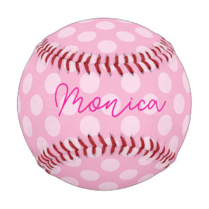 Personalized Light Pink Polka Dot Baseball