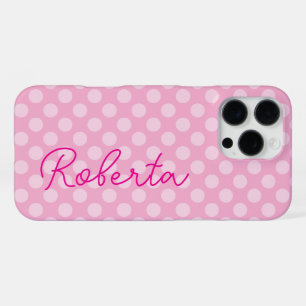 Personalized Light Pink Polka Dot iPhone 16 Pro Max Case
