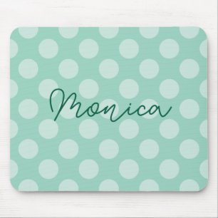 Personalized Light Teal Polka Dot Mouse Mat