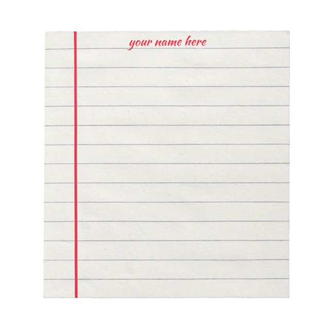 Personalized Lined Notepad (Front)