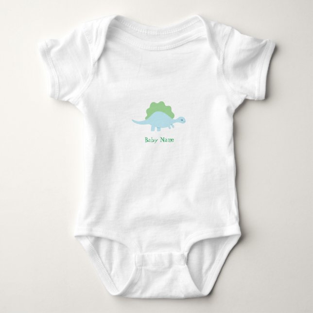 Personalized, little dinosaur baby bodysuit (Front)