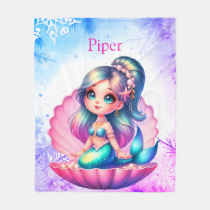 Personalized Little Mermaid in Shell Blanket