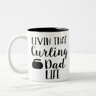 Personalized Living that Curling Dad Life Photo  Two-Tone Coffee Mug