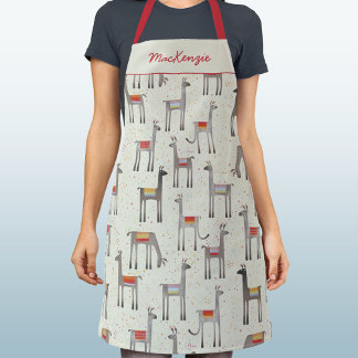 Personalized Llama Cute Whimsical  Apron