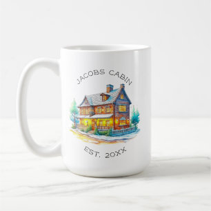 Personalized Log Cabin Christmas Coffee Mug