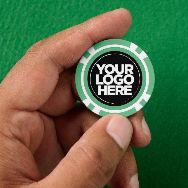 Personalized Logo and Text Cool Pastel Green Poker Chips (Hand)