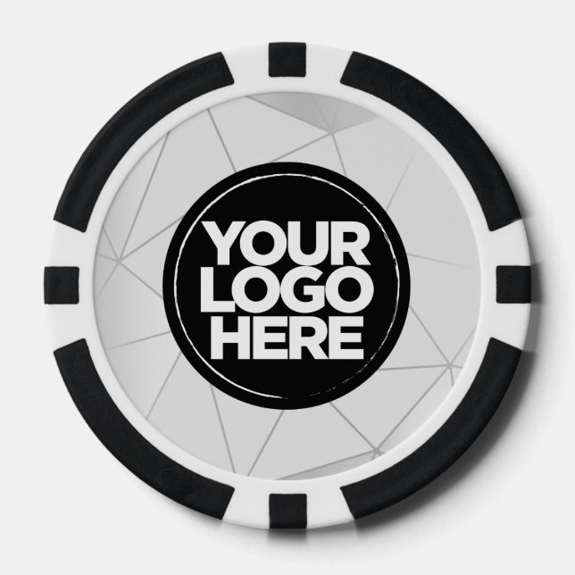 Personalized Logo and Text Geometric Silver Poker Chips (Front)