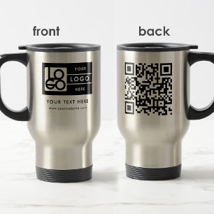 Personalized Logo Website QR Code Text Promotional Travel Mug
