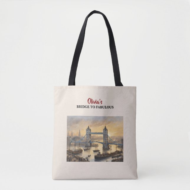 Personalized London Tower Bridge Shoulder Tote Bag (Front)