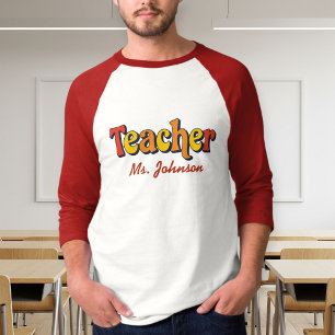 Personalized Long Sleeve Bicolored Teacher T-Shirt