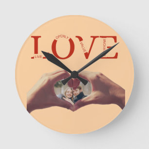Personalized LOVE Acronym Photo  Round Clock