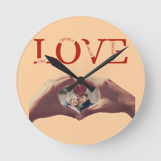 Personalized LOVE Acronym Photo  Round Clock (Front)