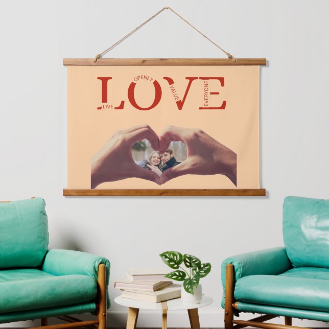 Personalized Love Acronym With photo Hanging Tapestry (Living Room)