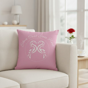 Personalized Love Birds Pink Valentine's Day Cushion