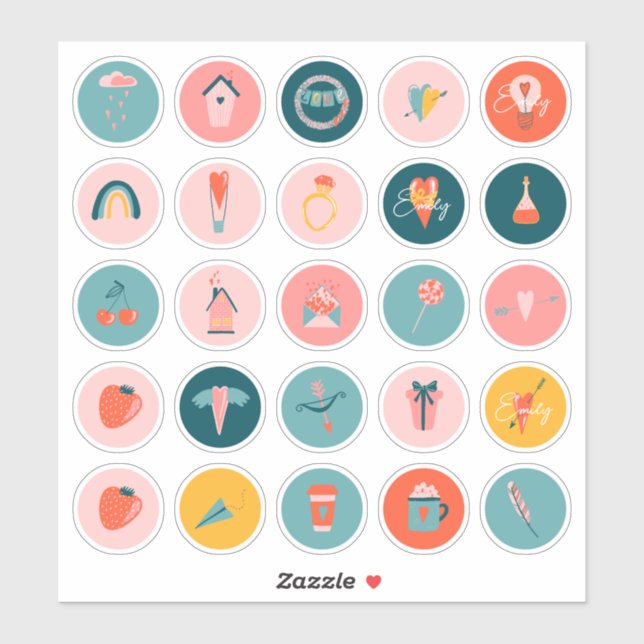 Personalized love cute Custom-Cut Vinyl Sticker (Sheet)