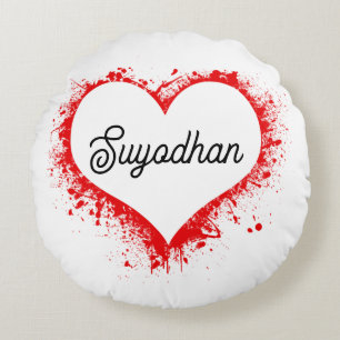 Personalized Love Heart Round Pillow 