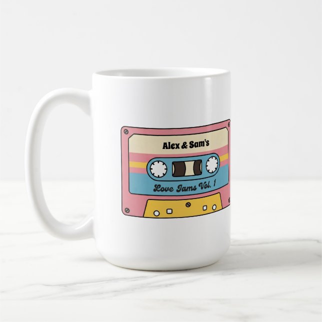 Personalized Love Jams Cassette Tape – Custom Name Coffee Mug (Left)