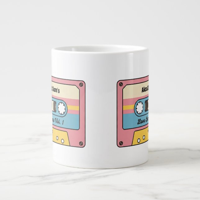 Personalized Love Jams Cassette Tape – Custom Name Large Coffee Mug (Front)