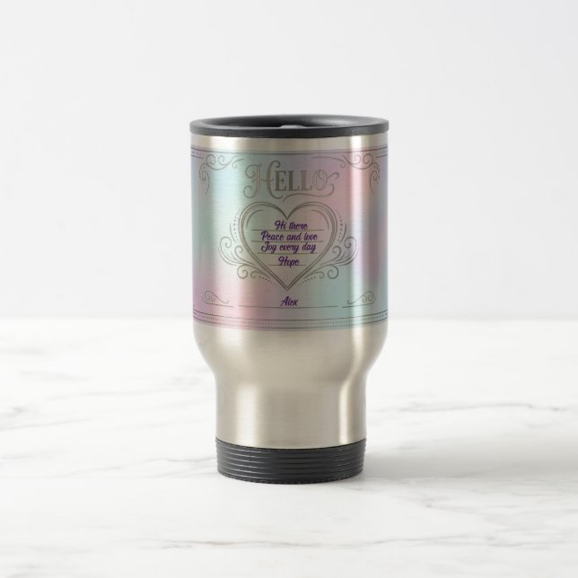 Personalized Love Message – Customizable Heart Travel Mug (Center)