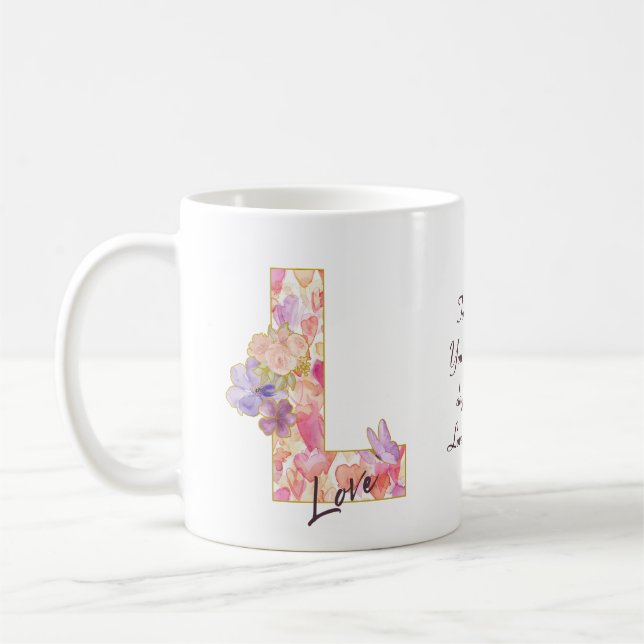 Personalized Love Message Heart Pattern Initial Coffee Mug (Left)
