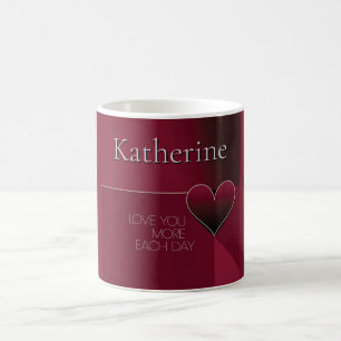 Personalized Love You More Each Day Heart Design Coffee Mug