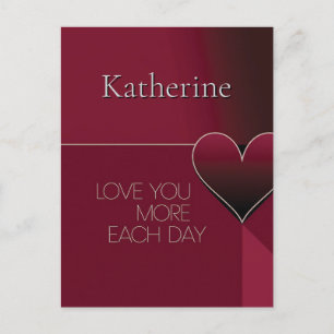 Personalized Love You More Each Day Heart Design Postcard