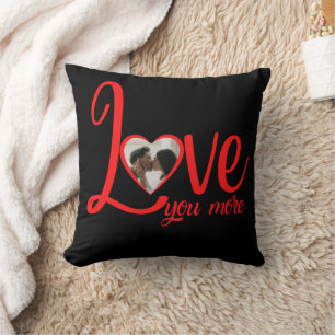 Personalized Love You More Red & Black Cushion