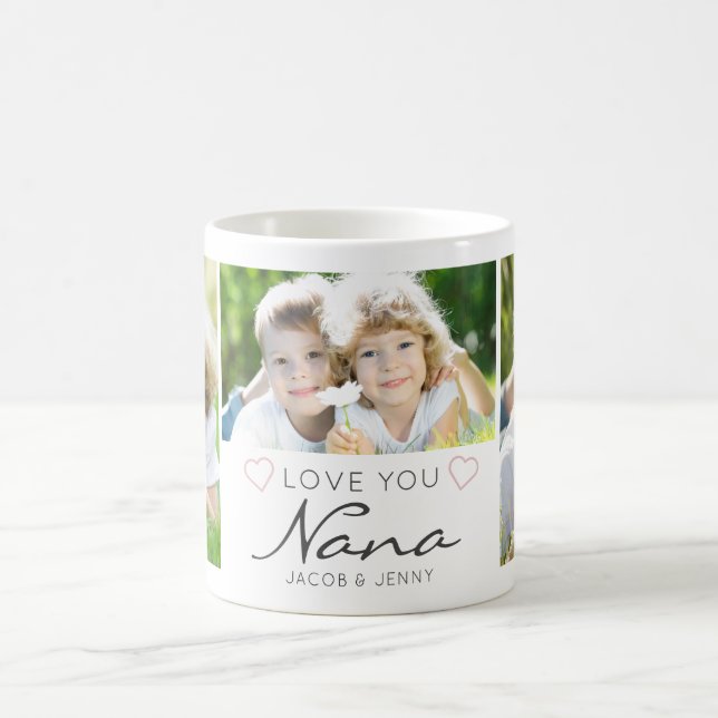 Personalized LOVE YOU NANA Handwritten 3 Photo Coffee Mug (Center)
