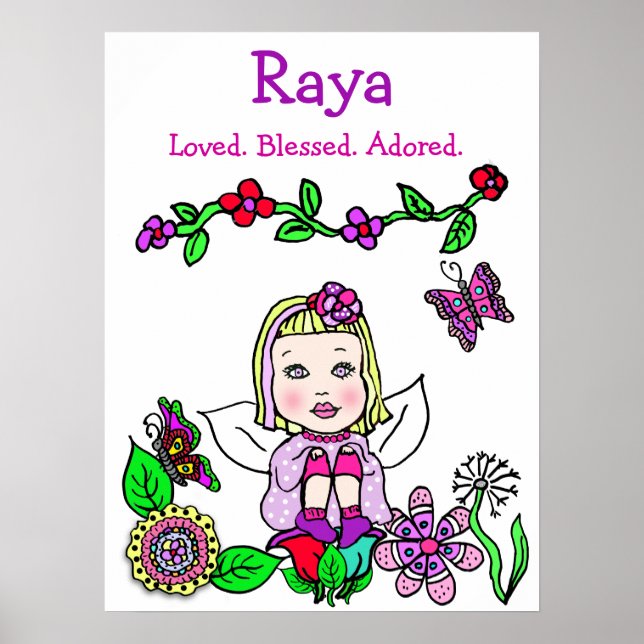 Personalized Loved, Blessed and Adored Fairy Poster (Front)