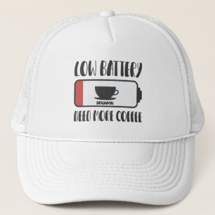 Personalized Low Battery Need More Coffee Trucker Hat