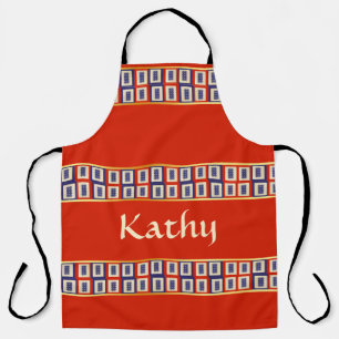Personalized Lucky Blue Eight Wheel Mahjong Tile Apron