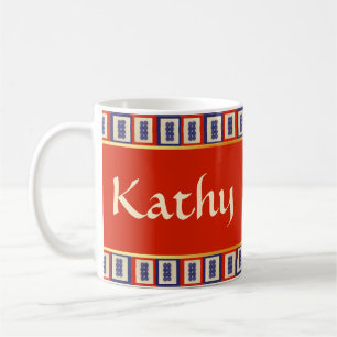 Personalized Lucky Blue Eight Wheel Mahjong Tile  Coffee Mug