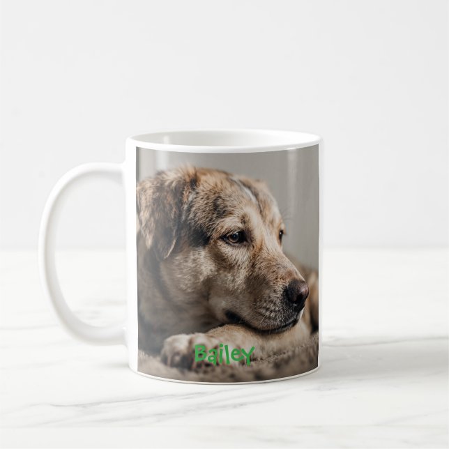 Personalized Lucky Dog Photo Coffee Mug (Left)