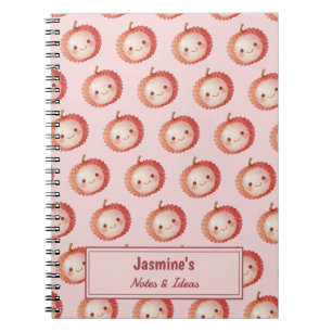 Personalized Lucky You Lychee pattern Watercolor Notebook
